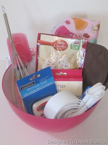 This is such a cute idea for a kids birthday gift set! Gift Basket For Kids Girl, Knife Set Gift Basket, Kitchen Set Gift Basket, Baking Themed Gift Basket, Kids Baking Gift Basket, Baking Kit Gift, Baking Gift Basket, Kids Baking Kit, Simple Apron