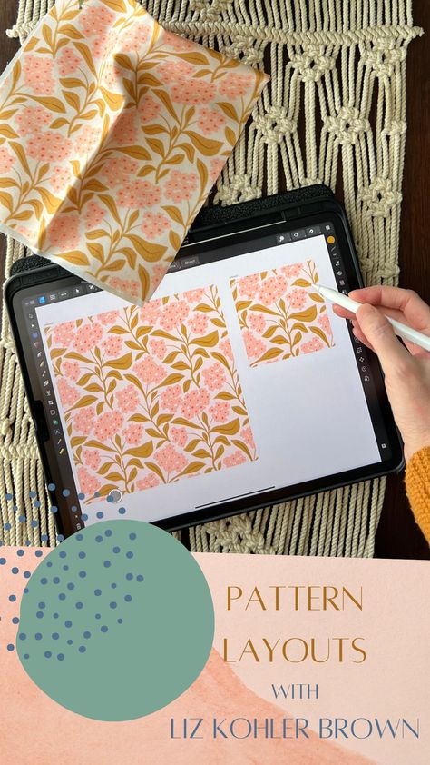 In the class, you'll learn how to use pattern layouts to build patterns with a less obvious repeat seam and a better flow. Learn Digital Art, Illustration Career, Pattern Lettering, Repeating Pattern Design, Tulip Drawing, Pattern Layout, Surface Pattern Design Inspiration, Basket Weaving Patterns, Art App