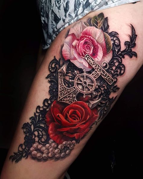 Lace Tattoos For Women, Victorian Gothic Tattoo Ideas, Lace Butterfly Tattoo, Lace Rose Tattoos, Lace Flower Tattoos, Lace Tattoos, Pretty Flower Tattoos, Feminine Skull Tattoos, Mama Tattoo