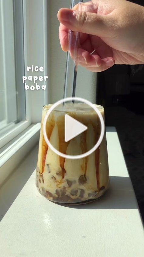 Make Boba At Home, Rice Paper Boba, Feedmeimei Boba, Bobba Tea Diy, Making Boba Tea, How To Make Boba Video, How To Make Boba Tea At Home Videos, Boba Recipe, Rice Paper Recipes