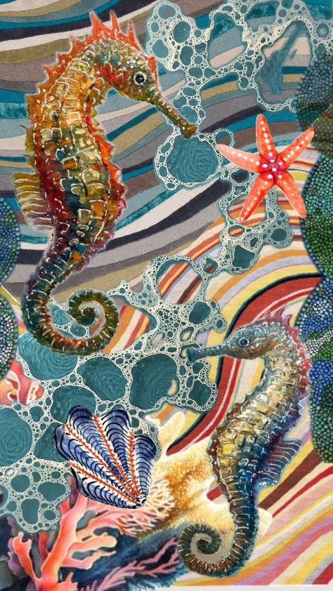 🪸 #seahorse #collage #summer #wallpaper #summerwallpaper #ocean #marine #coral #underthesea #oceancore #abstract Seahorse Wallpaper, Jesus Painting, Endangered Animals, Seahorses, Animals Artwork, Summer Wallpaper, Art Projects, Coral, Collage