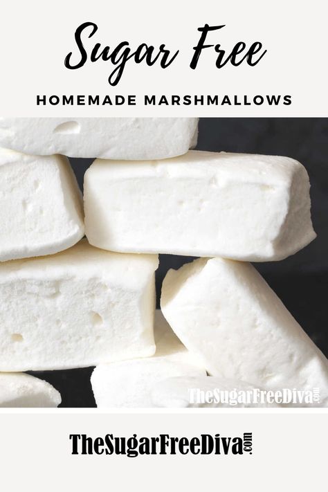 Sugar Free Marshmallow Recipe, Make Rice Crispy Treats, Sugar Free Marshmallows, Homemade Marshmallow Recipe, Sugar Free Recipes Desserts, Sugar Free Sweets, Keto Candy, Sugar Free Candy, Low Carb Treats