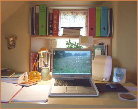 A Writer's Space #blog #blogger #writer #writerspace #writersdesk #writerslife Writing Space Inspiration, Writers Office, Recessed Window, Writer's Office, How To Begin A Story, Writers Desk, Old Desks, Fiction Writer, Writing Space