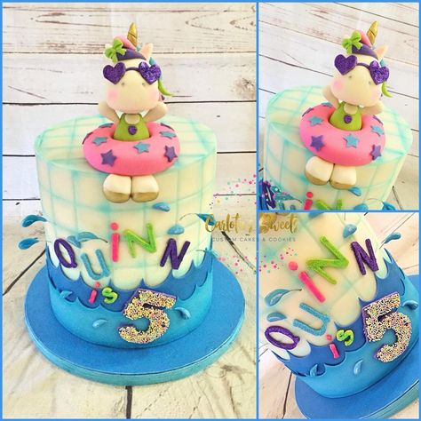 Splish, Splash, it’s an unicorn pool party bash!!!💦🦄💦 . . . #unicorncake #unicornpoolparty #edibleart #sugarart #cakeart #cakedecorating… Unicorn Pool Party Cake, Pool Party Cake, Unicorn Pool Party, Pool Party Cakes, Unicorn Birthday Cake, Splish Splash, Unicorn Cake, Sugar Art, Edible Art