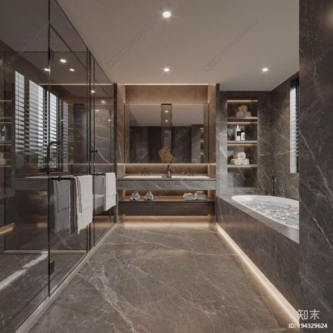 Big Bathrooms Luxury, Rich People Bathrooms, Modern Big Bathroom Design, Big Washroom Design, Big Bathroom Interior, Luxury Big Bathroom, Luxury Bathroom Design Master Baths, Luxuries Bathroom, Big Washroom