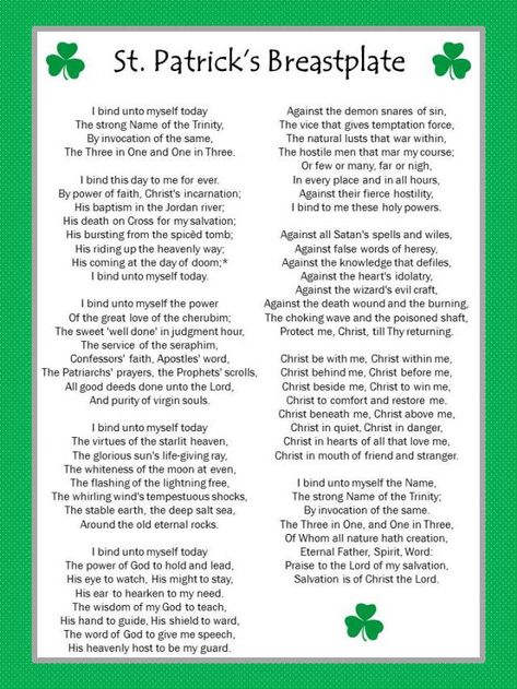 Saint Patrick Breastplate St Patrick Prayer, St Patricks Day Quotes, Strong Names, Holy Saturday, Soul Growth, Catholic Family, Catholic Kids, Christian Stuff, Corporate Culture