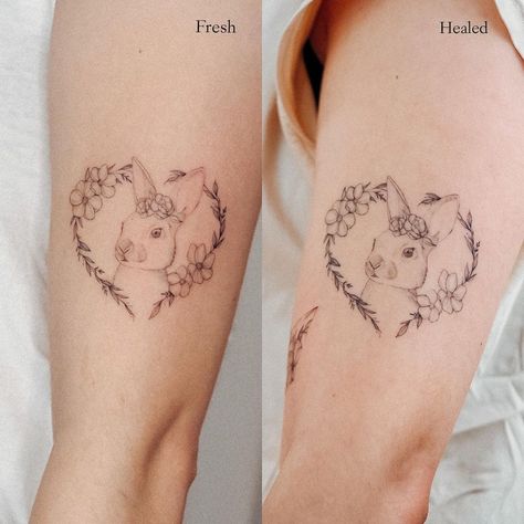 White Lotus Tattoo, Fineline Tattoos, Fineline Tattoo, Rabbit Tattoos, Fine Line Tattoo, Upper Arm Tattoos, Healing Tattoo, Spiritual Tattoos, Cute Small Tattoos