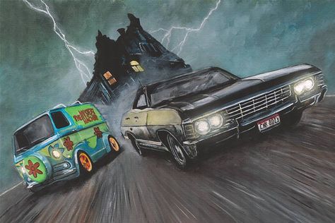 Supernatural Impala/Mystery Machine Limited Edition Art Print | Etsy Impala 67 Supernatural, John Winchester Journal, Supernatural Impala, Jared Supernatural, Dean Winchester Supernatural, Impala 67, Supernatural Drawings, Mystery Machine, Supernatural Wallpaper