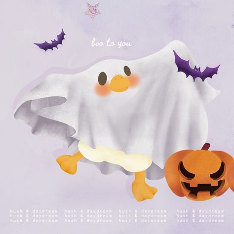 Duck Ghost Drawing, Duck Drawing, Ghost Drawing, Drawing Tutorial Face, Ghost Costume, Cute Pumpkin, Cute Art Styles, Kawaii Art, Cute Doodles