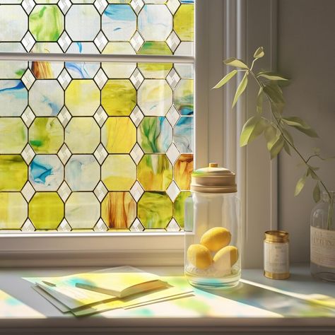 Amazon.com: 3D Stained Glass Window Film, Decorative Window Privacy Film for Bathroom,Front Door,Home, Sun Blocking Heat Control,Static Cling, Eternal Prism 23.6inch x 35.4inch : Home & Kitchen Bathroom Window Privacy, Window Privacy Film, Stained Glass Window Film, Decorative Window Film, Window Privacy, Privacy Film, Window Film Privacy, Window Films, Bathroom Windows