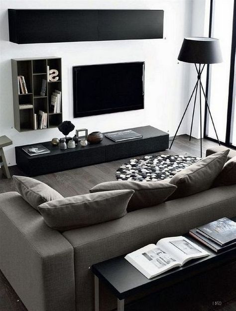 Living Room Ideas For Men, Bachelor Pad Living Room, Masculine Living Rooms, Modern Apartment Living Room, Minimalist Living Room Decor, Black And White Living Room, Minimalist Living Room Design, Living Room Designs Small Spaces, Modern Minimalist Living Room