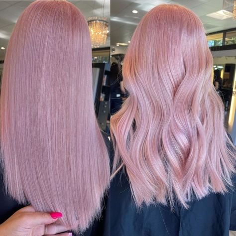 Pink Hair Straight vs Curled Hair Styles Perm, Perm Hair Styles, Curls On Short Hair, Short Hair Black Women, Short Perm, Perm Curls, Pastel Pink Hair Color, Champagne Hair, Light Pink Hair