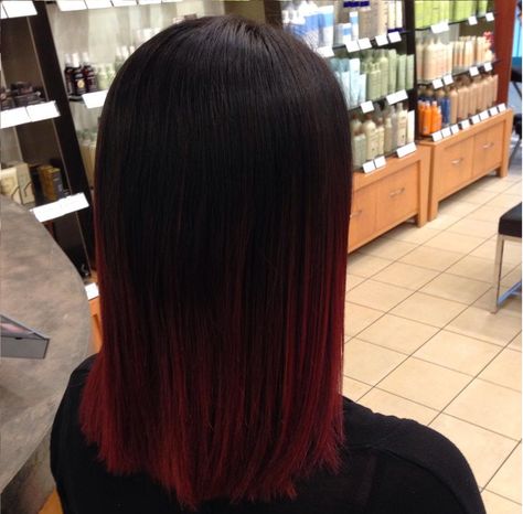 Brunette To Red Hair Ombre, Dark Brown To Red Ombre, Black To Red Ombre Hair, Black Hair Ombre, Red Balayage Hair, Red Ombre Hair, Black Hair Balayage, Short Ombre Hair, Dip Dye Hair