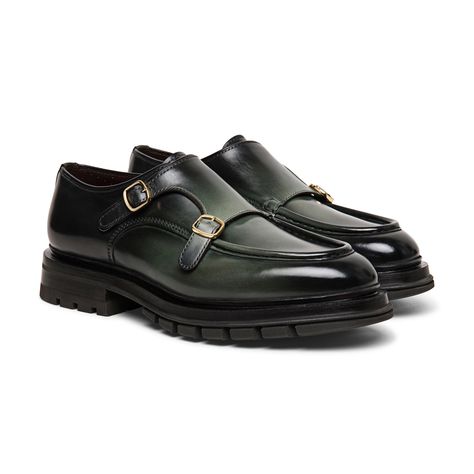 Men’s green leather double-buckle shoe | Santoni Shoes Santoni Shoes, Shoe Crafts, Italian Shoes, Buckle Shoes, Colored Leather, Mens Green, Handmade Shoes, Green Leather, Shoe Care