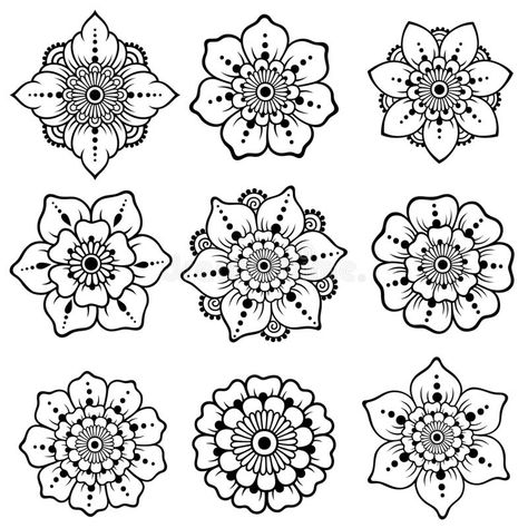 Henna Flower Drawing, Henna Designs Pattern, Mehndi Flower Tattoo, Indian Flower Drawing, Mehndi Flowers Design, Flower Mendhi Design, Motifs Design Pattern, Mandela Flowers, Mehndi Designs Flower