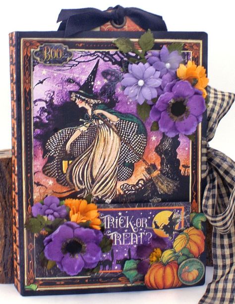 Graphic 45 Halloween Cards, Graphic 45 Midnight Tales, Graphic 45 Halloween, Graphic 45 Midnight Tales Cards, Graphic 45 Tutorials, Halloween Mini Albums, Scrapbook Examples, Tim Holtz Crafts, Scrapbook Design Layout