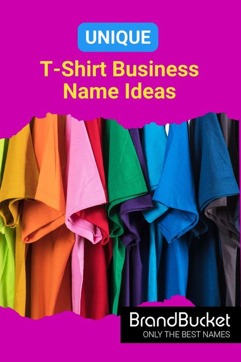 You're ready to start your own t-shirt business, but you need a name that will make your brand stand out from the rest. Find catchy brand names for t-shirt businesses that will help you get your business off to a great start. Get your brand name here! t-shirt business names ideas, shirt business name ideas, t shirt printing business name ideas, catchy t shirt business names, custom shirt business names, shirt business name, t shirt design business names, shirt making business names Shirt Business Name Ideas, Printing Business Name Ideas, Design Business Names, T Shirt Printing Business, Business Name Ideas Catchy, Tee Shirt Business, Business Name Ideas, Tshirt Business, Shirt Business