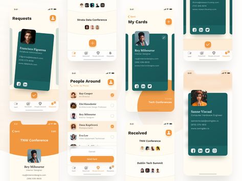 Exchange Business Cards — Mobile App by Mikolaj for SwingDev on Dribbble Business Card App, Medical App, Card Ui, Ecommerce App, Smart Home Control, Mobile Business, Banking App, Smart Business, Music App