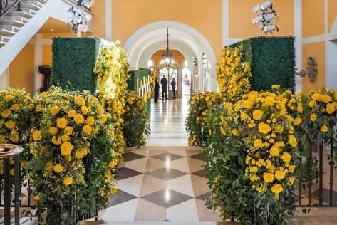 Decor Entrance, Roc Nation, Brunch Decor, Blue Umbrella, Travel House, Beautiful Wedding Flowers, Floral Chandelier, Yellow Decor, Italian Garden