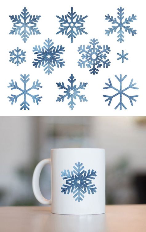 Watercolor Snowflake, Snowflake Clipart, Snowflakes Drawing, Winter Signs, Winter Watercolor, Frozen Theme, Watercolour Inspiration, Bullet Journal Themes, Christmas Inspo