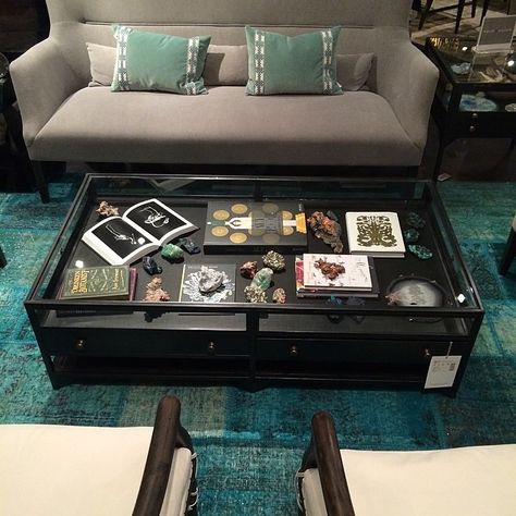 Our Shadow Box Coffee Table ($899) allows you to show off your found objects and most inspirational books! #highfashionhome #interiordesign #homedecor #decorate #instagood http://www.highfashionhome.com/shadow-box-coffee-table.html Coffee Table Display Case, Witchy Living Room, Shadow Box Table, Shadow Box Coffee Table, Box Coffee Table, Collection Displays, Glass Tables, Coffee Table Plans, Basement Finishing