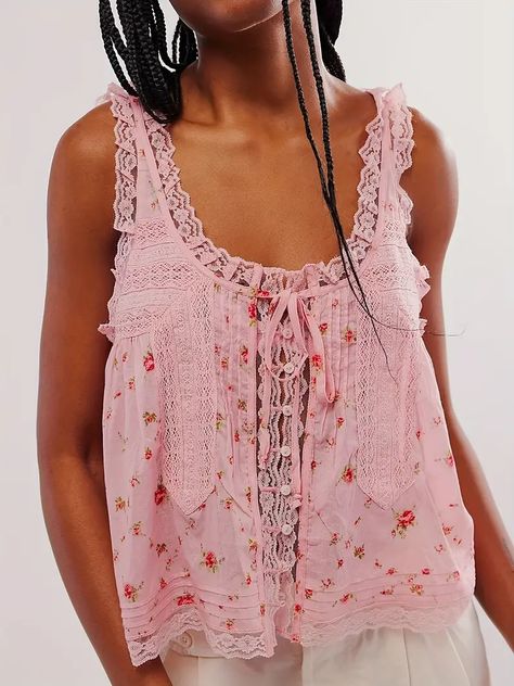 Women Vest Tank Tops Lace Trim Sleeveless Button Sheer See - Temu Flowy Summer Tops, Spanish Cookies, Feminine Tops, Colorful Tops, Thrift Inspo, Slouchy Jeans, Flowers Print, Loose Outfit, Dress Size Chart