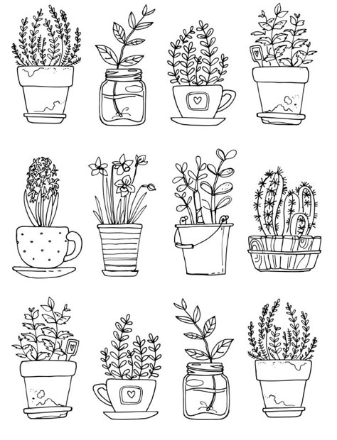 Draw Plants, Plant Doodles, Leaves Drawing, Plant Doodle, Seni Dan Kraf, Easy Doodle, Plants Leaves, Leaf Drawing, Easy Doodle Art