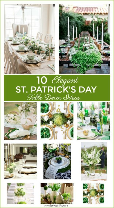 10 Elegant St Patricks Day Table Decor Ideas! Centerpiece ideas, place settings, floral ideas and more! Learn how to make a beautiful DIY Four Leaf Clover Napkin Fold too! #stpatricksday #tablescape #table #decor #ideas #elegant #centerpiece #flowers #floral #placesettings #napkinfold St Patricks Wedding, Easter Crafts For Preschoolers, Pot Of Gold Craft, St Patricks Day Table, St Patricks Decorations, Crafts For Preschoolers, Elegant Centerpiece, Green Napkins, Table Decor Ideas