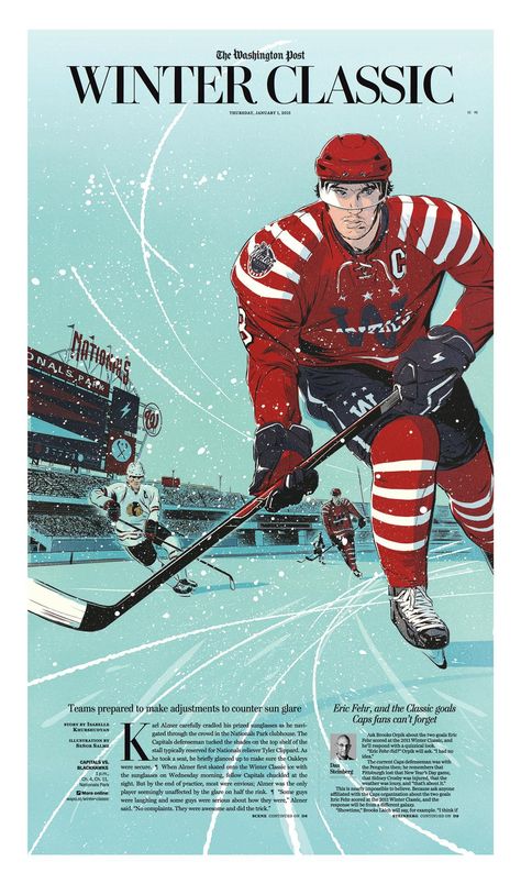 Sports Illustrations Design, Hockey Posters, Nhl Winter Classic, Posca Art, Newspaper Design, Sport Illustration, Retro Sports, Learning Graphic Design, Winter Sport