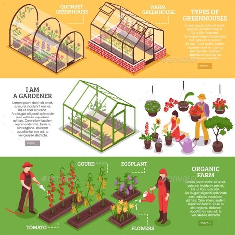 Greenhouse Banner Set Banner Flower, Urban Agriculture, Farm Field, Flower Business, Isometric Design, Isometric Illustration, Invitation Floral, Garden Trellis, Urban Farming