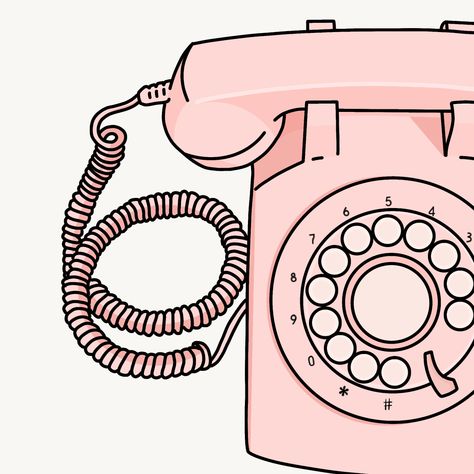 Retro Telephone Drawing, Retro Phone Illustration, Retro Phone Drawing, Vintage Telephone Drawing, Vintage Phone Drawing, Cellphone Illustration, Telephone Drawing, March Journal, Phone Graphic