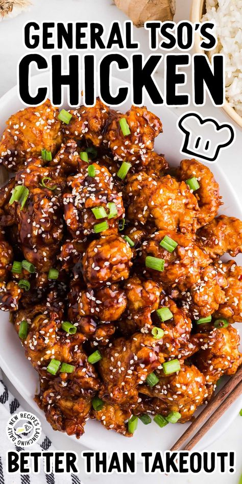 Homemade General Tso Chicken, Grilled Tomahawk Steak, Tso Chicken Recipe, General Chicken, General Tao Chicken, Poulet General Tao, General Tso's Chicken Recipe, Delicious Entrees, General Tso's Chicken