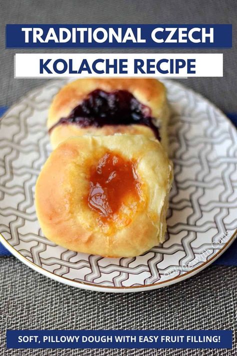 Learn how to make Traditional Czech Kolache with our step-by-step recipe. Kolaches feature sweet, pillowy yeast dough filled with mouthwatering fruit preserves or cream cheese, and savor the delightful taste of a time-honored Central European pastry. Bread Machine Kolaches Dough, Sourdough Kolache Recipe, Sourdough Kolaches, Czech Kolache Recipe, Chocolate Cake For Diabetics, Easy Kolacky Recipe, Cake For Diabetics, Kolache Recipe Czech, Czech Kolaches