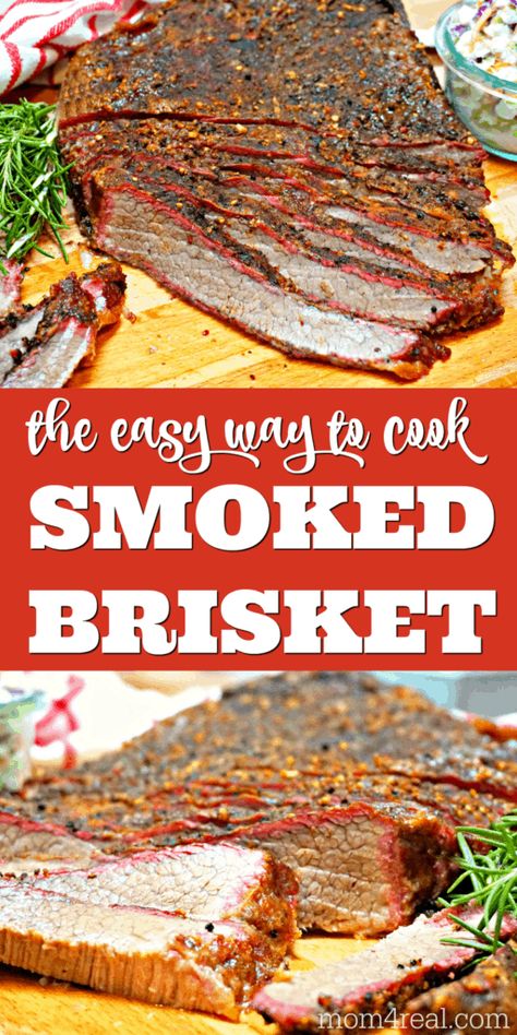 Brisket is one of the most delicious smoked meats you will ever eat, but is known for being tricky to cook. That's why I prefer to smoke the flat section of a brisket instead of a whole packer brisket. I'm going to show you how to smoke brisket the easy way...it's much quicker, your brisket will come out moist on the inside and still have the perfect bark, and it's enough to feed an entire family and still have leftovers! Smoked Beef Brisket Recipes, Grill Gas, Brisket Recipes Smoked, Brisket Recipe, Beef Brisket Recipes, Bbq Brisket, Smoked Beef Brisket, Smoker Cooking, Smoked Food