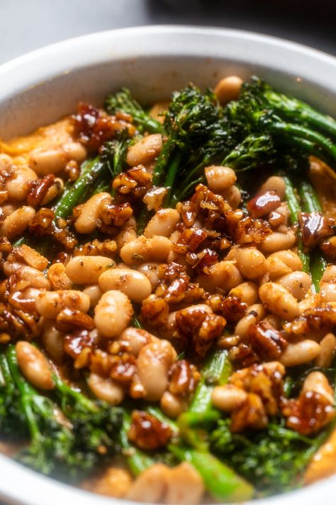 close up miso tahini whipped sweet potato bowl with spiced beans and broccolini. Whipped Sweet Potato Bowl, Vegan Sweet Potato Recipes Dinners, Sweet Potato Bowl, Miso Tahini, Conscious Eating, Whipped Sweet Potatoes, Potato Bowl, Miso Recipe, Sweet Potato Bowls