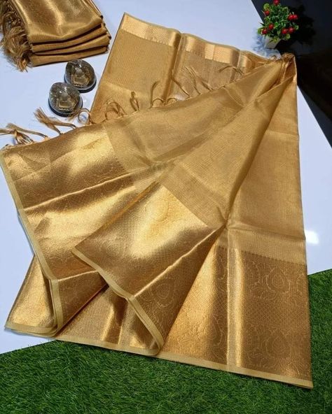 🎀Exclusive Collection🎀 BMF 👉🏻Silver And Gold Colour Available only Ready stock 🥻 👉🏻 Pure Tissue silk saree with check design 👉🏻 fast now booking 👉🏻Length Saree 5.5 meter Blouse 1 meter Price. 7600/- #sapnaaz #sapnaazfashionnepal #sapnaazoutfits #sararasuits #favouriteoutfit #indianwear #weddingwear #fashionstyle #fashionnepal #outfitoftheday #usa #torontocanada🇨🇦 #australia #fashionwear #bestoutfit #sararadress #kingofquality Gold Colour Blouse Designs, Golden Colour Saree, Golden Tissue Saree, Marriage Saree, Silk Saree Party Wear, Gold Silk Saree, New Saree Style, Golden Saree, Saree Ideas