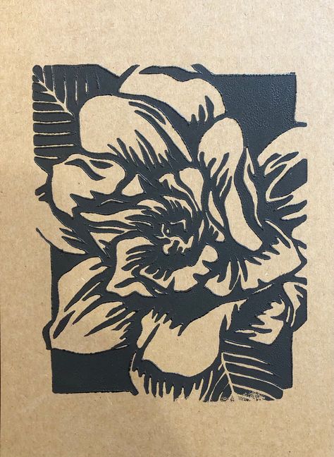 Excited to share this item from my #etsy shop: Gardenia Flower Block Print Flower Linoleum Print, Block Printing Flowers, Flower Print Making, Screen Print Flowers, Flower Screen Print, Block Print Flowers, Flower Printmaking, Screen Printing Designs Stencil, Woodcut Flower