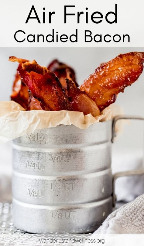 Bacon Jerky Air Fryer, Twisted Bacon Air Fryer, Air Fryer Jerky Recipes, Air Fryer Candy, Sweet Bacon Recipes, Air Fryer Thanksgiving Recipes, Celiac Breakfast, Air Fryer Treats, Appetizer Presentation