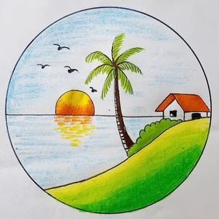 Beautiful #house #drawing #easy #creative #art | Instagram Easy Drawings With Crayons, Nature Drawing For Kids Easy, Kid Drawing Ideas Easy, Beautiful Drawings Easy Colourful, Drawing With Crayons Easy, Easy Colourful Drawing, Drawing Ideas Easy With Color, Easy Colour Pencil Drawings, Drawing For Class 3