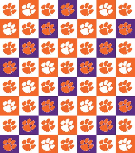 Clemson Tigers Cotton Fabric 42\u0022-Collegiate Check, Cole Turner, Fabric Scrunchies, Go Tigers, Clemson University, Clemson Tigers, Check Fabric, Gift Bows, Book Quilt, Fabric Yardage