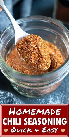 Best Chili Seasoning Recipe, Diy Spice Mix, Chili Seasoning Recipe, Homemade Chili Seasoning, Vegan Chili Recipe, Homemade Dry Mixes, Spice Mix Recipes, Seasoning And Spice, Diy Spices