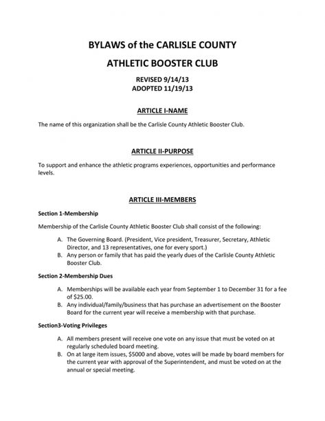 Sample of printable bylaws of the carlisle county athletic booster club revised booster club meeting agenda vorlage word. Booster club meeting agenda vorlage, The program template is usually sent at least two days before the meeting. It can be transmitted through internet... How To Start A Booster Club, Booster Club Ideas, Booster Club Membership, Athletic Booster Club, Business Agenda, Effective Meetings, Booster Club, Volunteers Needed, Class Meetings