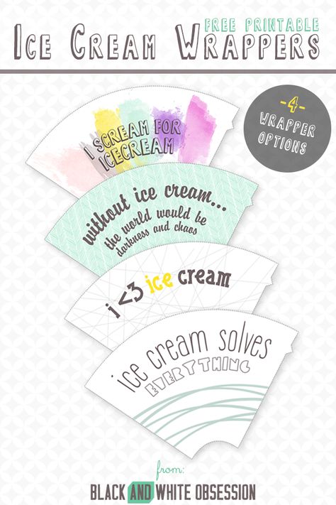 Ice Cream Cone Wrappers, Summer Ice Cream Party, Cone Wrappers, Ice Cream Balloons, Printable Ice Cream, Ice Cream Party Theme, Homemade Ice Cream Cake, Recipes On A Budget, Ice Cream Business