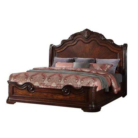 Mahogany Sleigh Bed | Wayfair Big Bedroom, King Poster Bed, Walnut Bed, Eastern King Bed, Big Bedrooms, Wooden Bed Design, Traditional Bed, Bedroom Space, California King Bedding