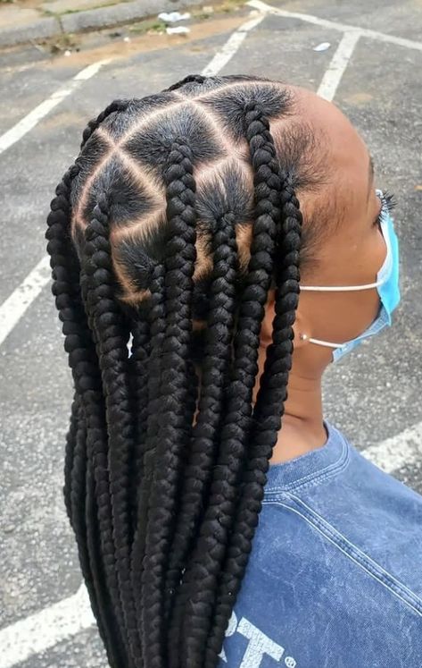 Box Braids Size Chart, Knotless Box Braids Tutorial, Princess Hair Styles, Female Braids, Box Braids Sizes, Thick Box Braids, Box Braids Jumbo, Black Kids Braids, Box Braids Tutorial