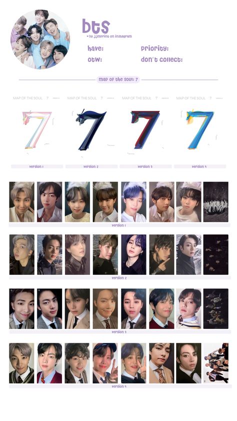 bts :: ot7 mots7 map of the soul 7 photocard wishlist template :: hd link in bio Bts Map Of The Soul 7, Bts Album Template, Mots7 Photocards, Bts Photocards Template, Bts Pc Template, Bts Albums In Order, Bts Photocard Template, Map Of Soul 7, Photocard Wishlist Template