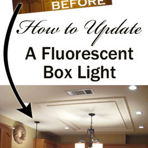 How to remove and replace a large fluorescent light box from your kitchen and update it with light and bright lighting options. Replace Recessed Lighting, Fluorescent Kitchen Lights, Flourescent Light, Diy Kitchen Lighting, Installing Recessed Lighting, Fluorescent Light Covers, Recessed Lighting Fixtures, Fluorescent Light Fixture, Ceiling Light Covers