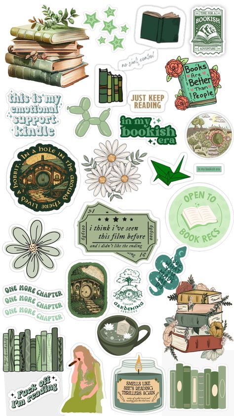 Green Planner Stickers, Aesthetic Stickers Printable For Journal, Green Printable Stickers, Green Stickers Aesthetic Printable, Green Planner, Green Stickers, Stickers Kpop, Sticker Making, Sticker Inspo