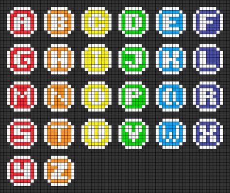 Perler Bead Letters, Easy Perler Bead Patterns, Pony Bead Crafts, Pokemon Perler Beads, Seed Bead Jewelry Patterns, Cross Stitch Fonts, Crochet Bedspread Pattern, Perler Bead Templates, Diy Perler Bead Crafts