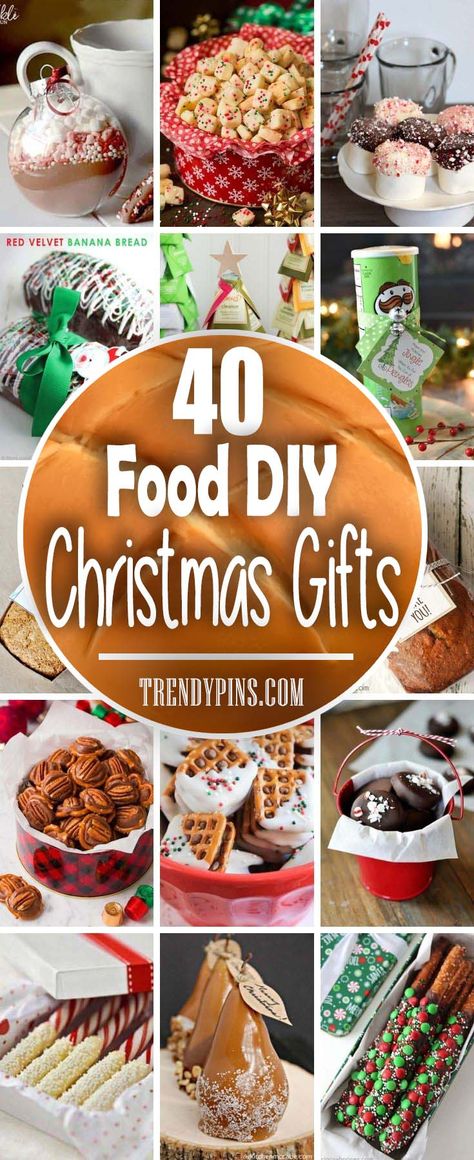 Food Xmas Gift Ideas, Homemade New Years Gifts, Easy Homemade Food Gifts For Christmas, Holiday Treat Gift Ideas, Best Homemade Food Christmas Gifts, Christmas Eatable Gifts, Baked Food Gifts, Christmas Treat Bag Ideas For Coworkers, Food As Gifts For Christmas